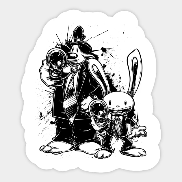 Sam & Max X Pulp Fiction (black) Sticker by crula